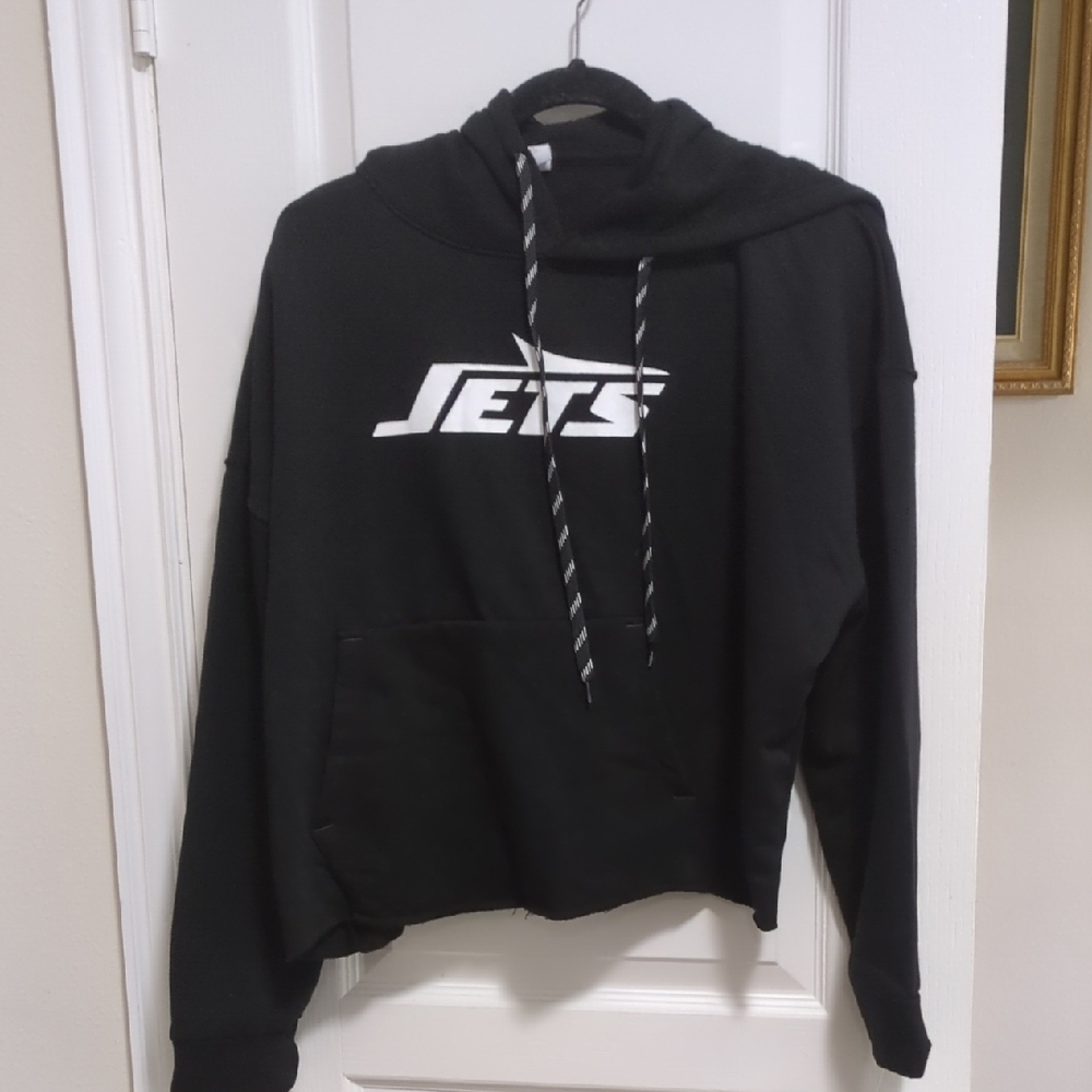 Juniors New York Jets Cropped Sweatshirt Hoodie Size XL